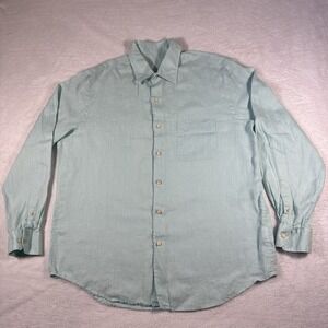 Tasso Elba Long Sleeve Shirt 100% Linen Men's Size L 16 -16 1/2